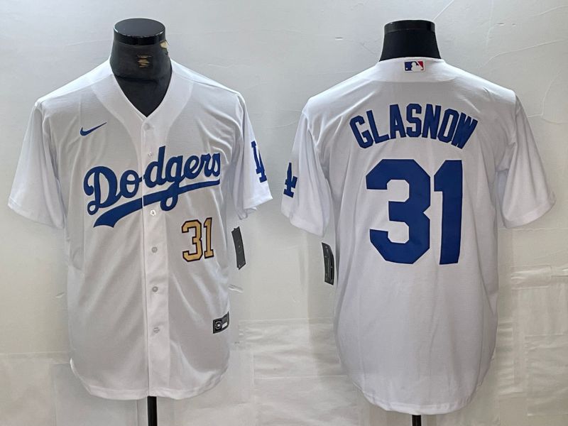 Men Los Angeles Dodgers 31 Glasnow White Nike Game MLB Jersey style 2